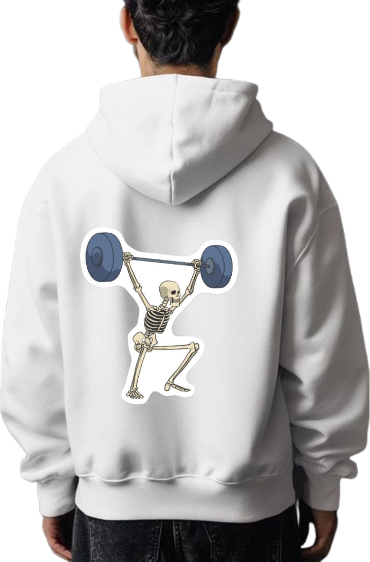 Swoll Skelly One Size hoodie White Back 2