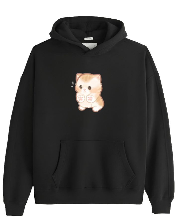 cat Oversize Hoodie Black 2