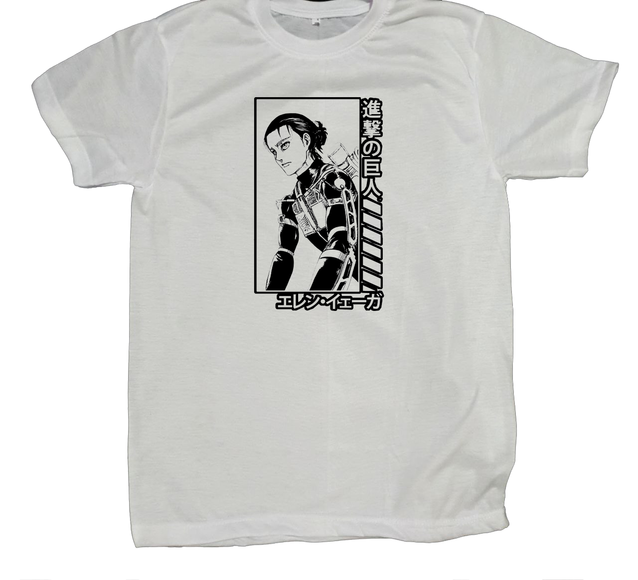 Anime Attack on titan shingeki no kyojin eren levi mikasa Aot white fit t- shirt 30