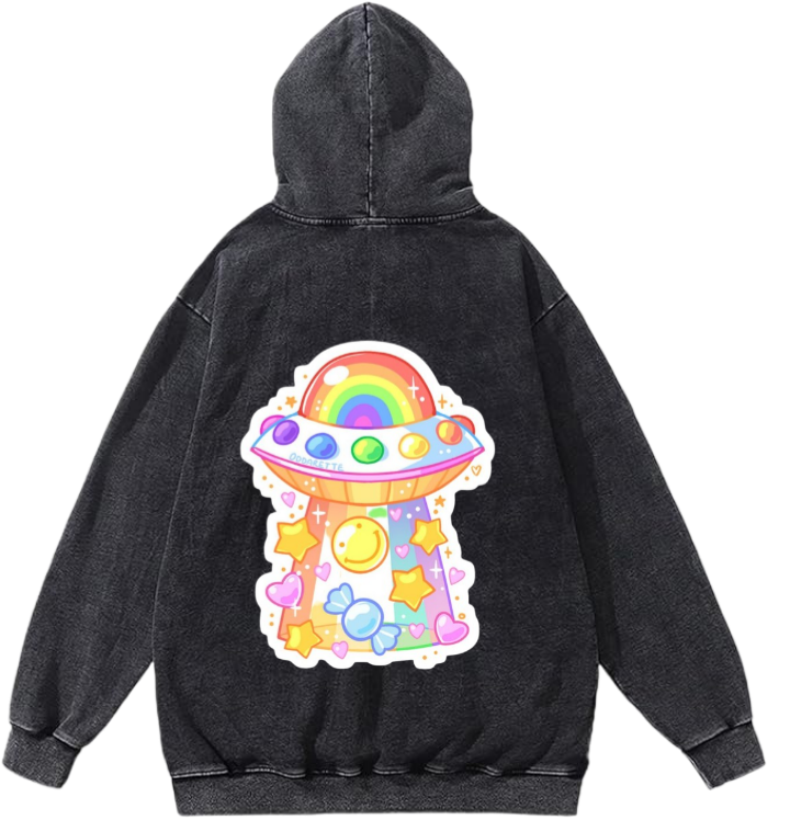 aliens Oversize Hoodie Washed gray Back 30