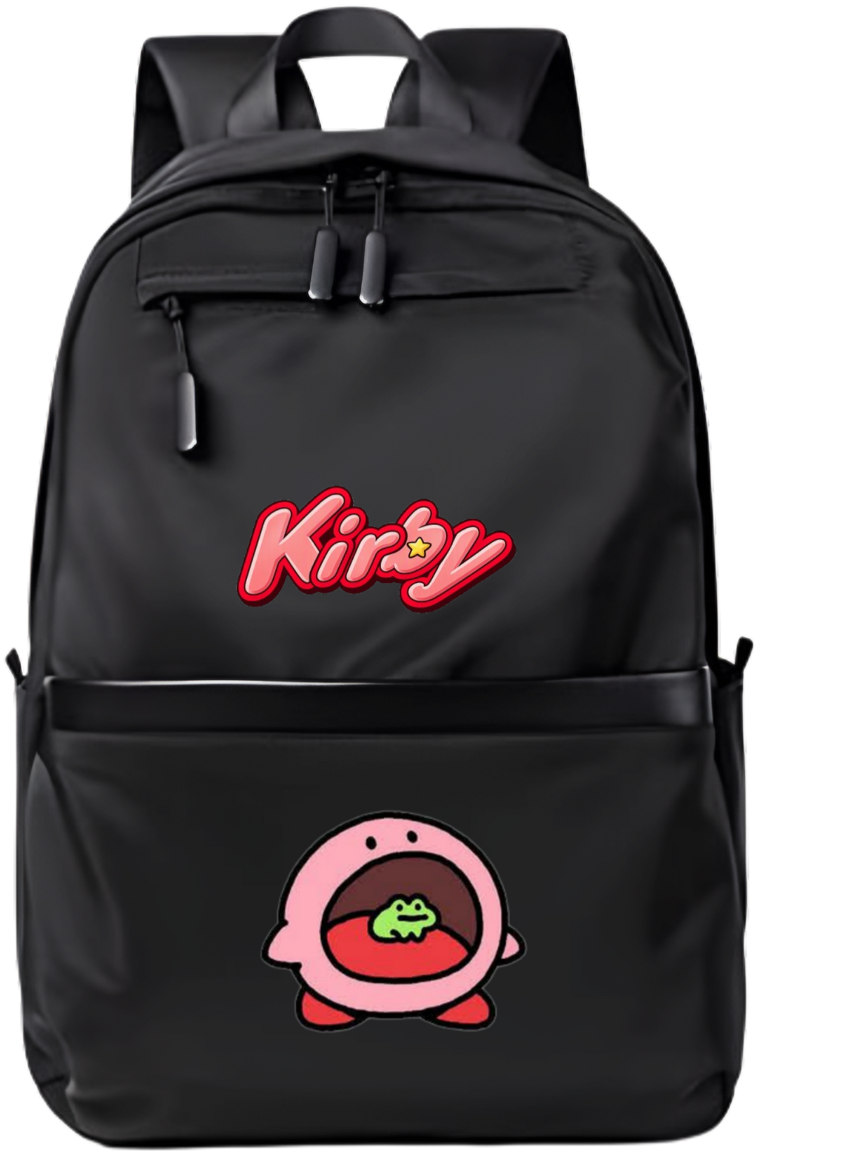 Kirby Backpack for Kids Teens, Cute Anime Cartoon Black School Bag, Casual Daypack Travel Bookbag for Boys and Girls 30