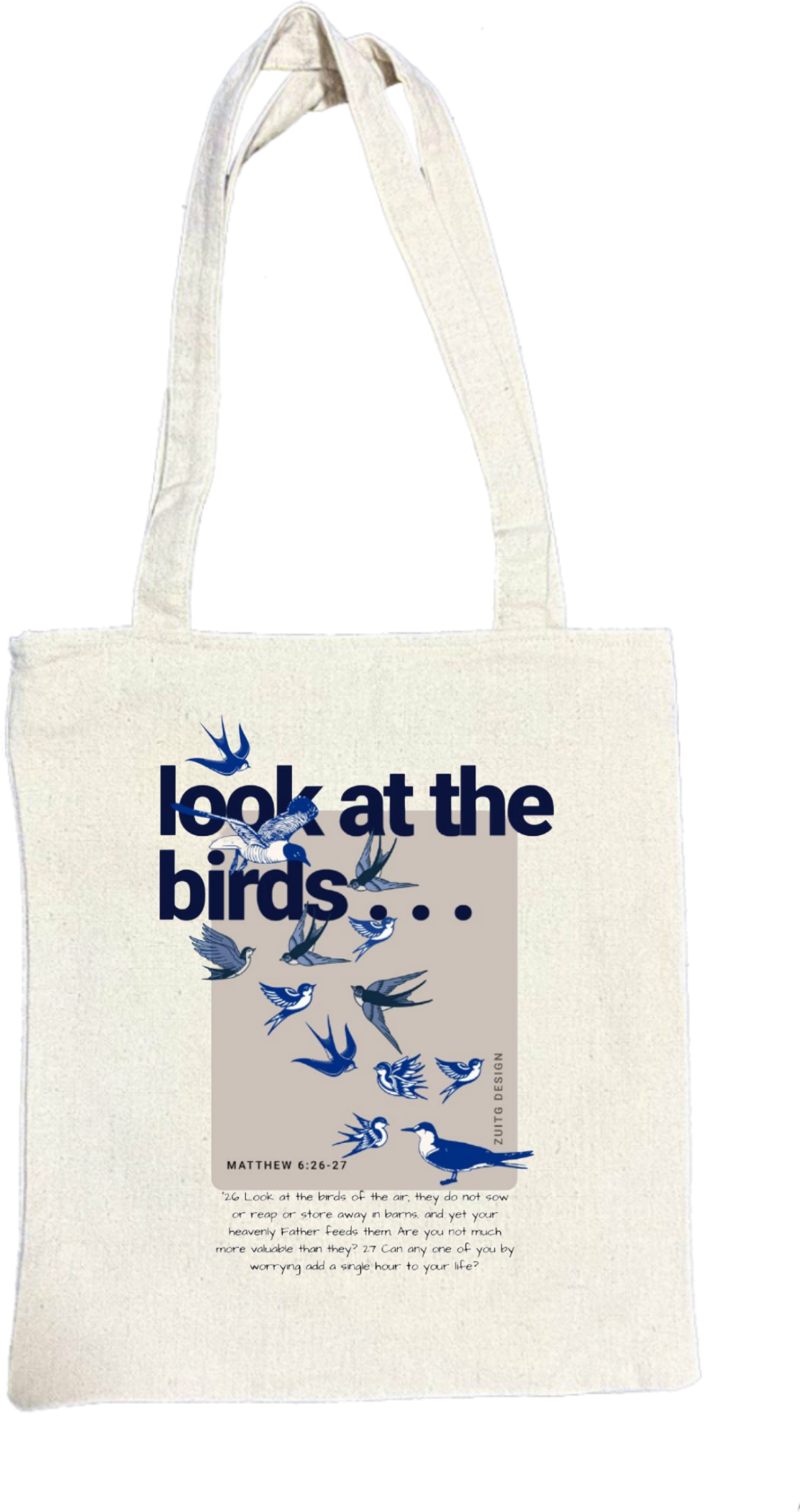 look at the birds tote bag beige 170