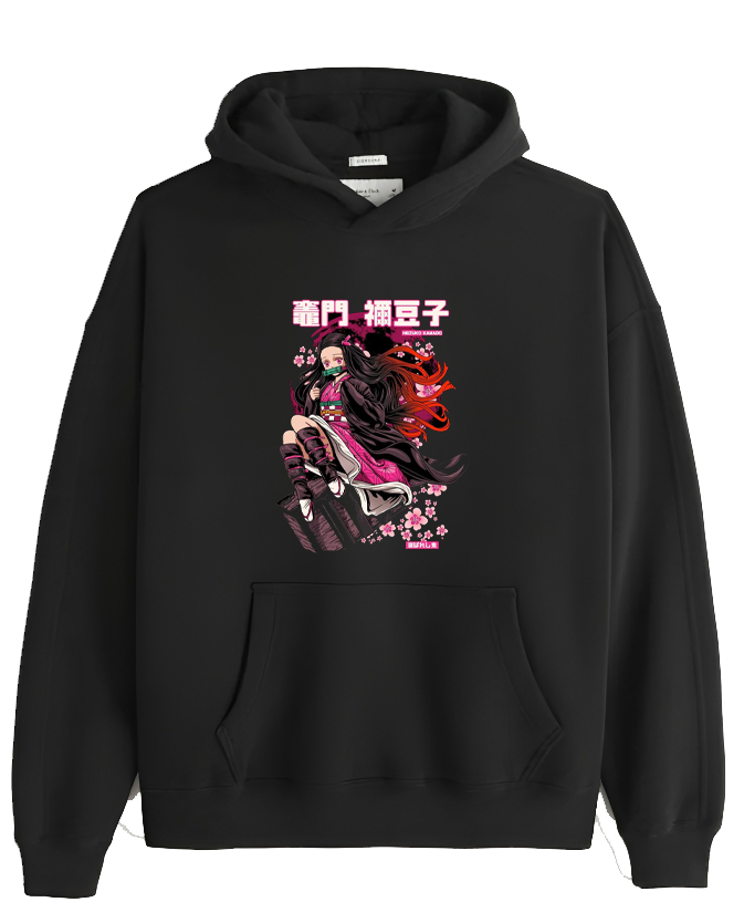 Anime Demon slayer nezuko tanjiro Oversize Hoodie Black 83