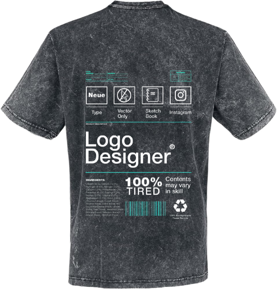 Logo Designer Back text One Size t- shirt Washed Back 109