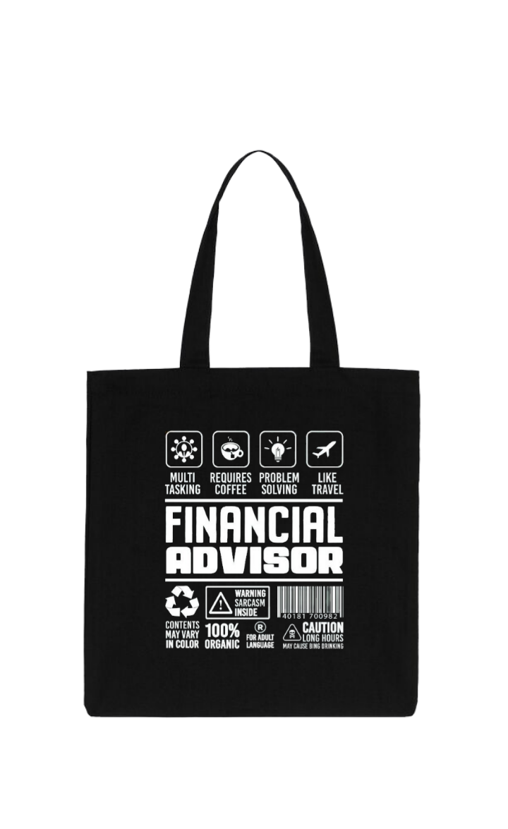 FINANCIAL ADVISOR Back text tote bag Black 145