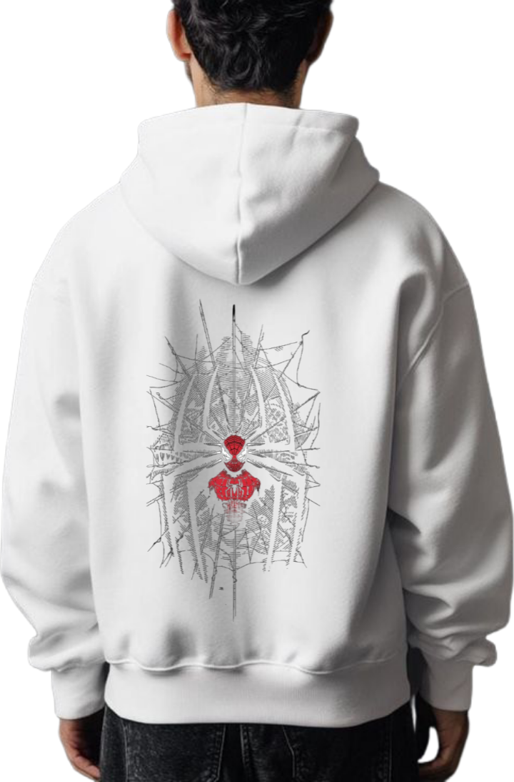 Spiderman One Size hoodie White Back 30