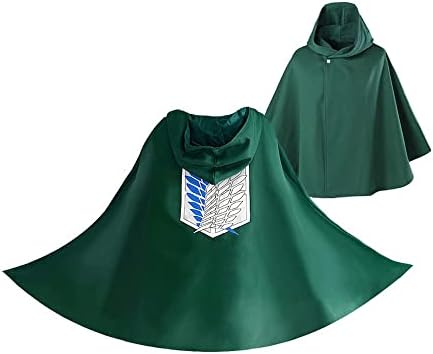 Grojimts Anime Cosplay Costume Unisex Cloak Cape Japanese Hooded Poncho Halloween Outfit, Green