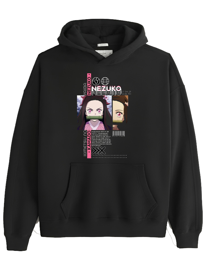 Anime Demon slayer nezuko tanjiro Oversize Hoodie Black 84