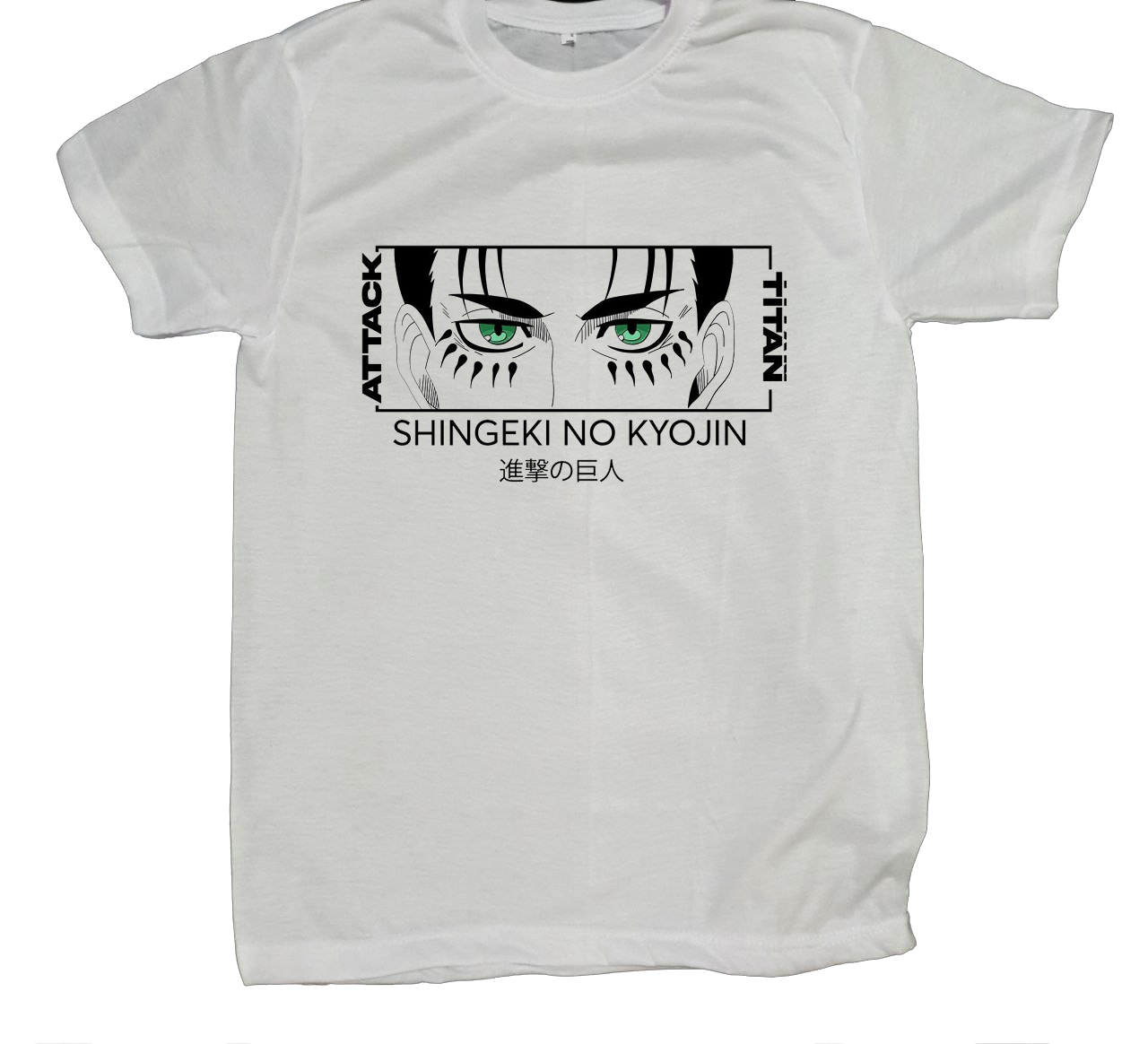 Anime Attack on titan shingeki no kyojin eren levi mikasa Aot white fit t- shirt 31