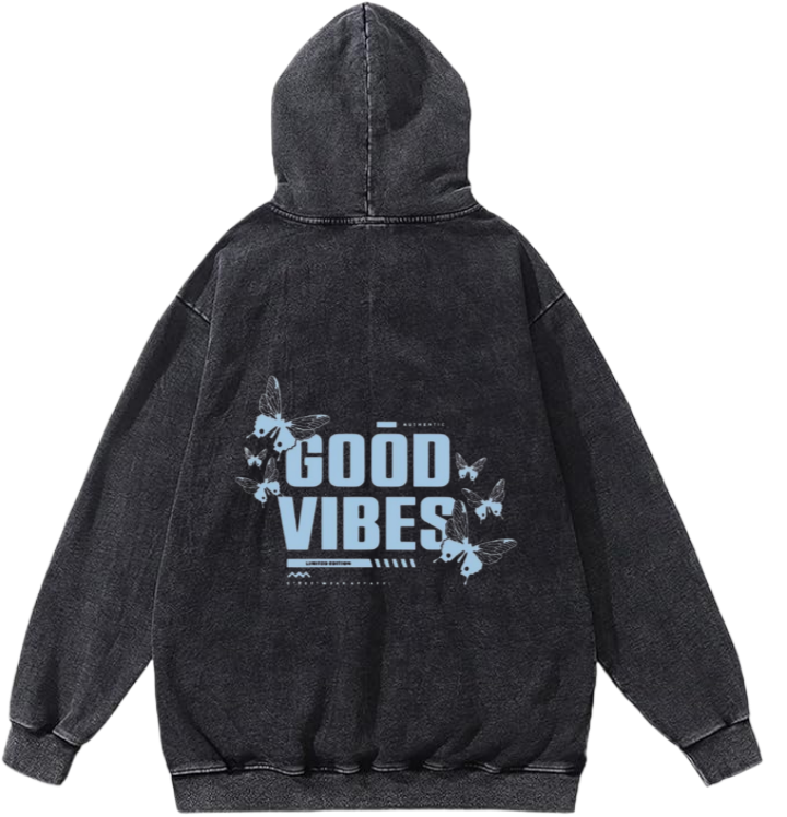 butterflies Oversize Hoodie Washed gray Back 31