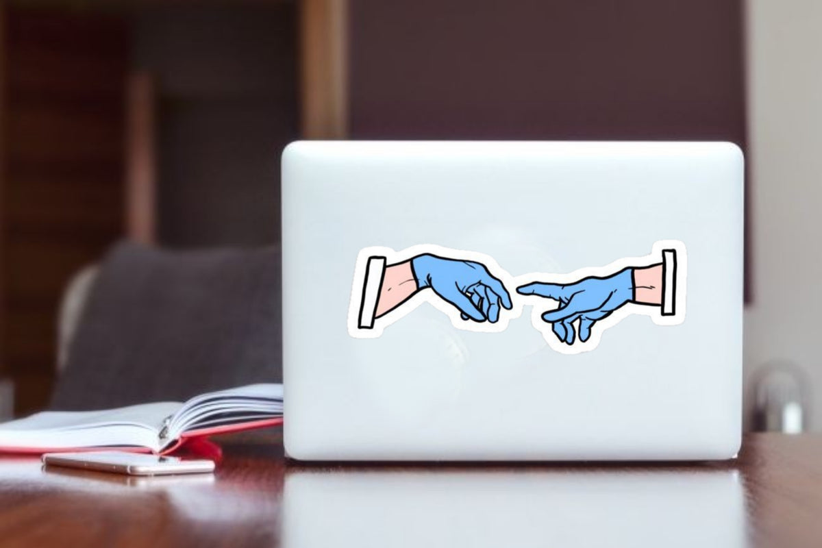 "Medical Creation of Adam Art Sticker, Waterproof Vinyl Doctor and Nurse Decal for Laptop, Water Bottle, Hydro Flask, Skateboard, Luggage, Healthcare Worker Gift