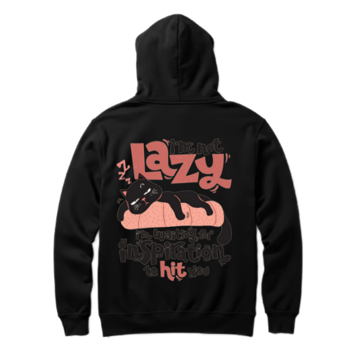 Lazy Cat One Size hoodie Black Back 31