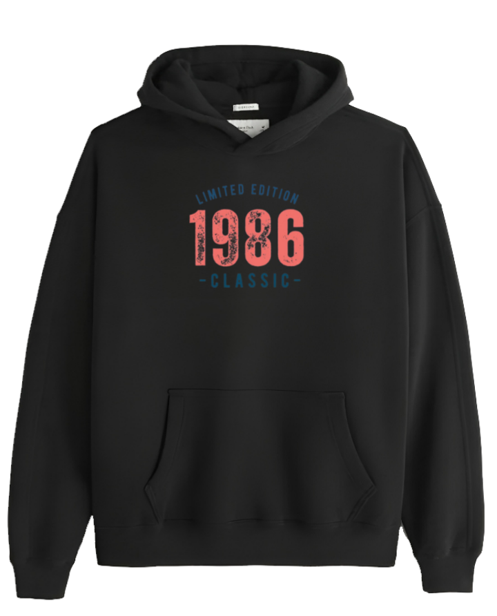 age Oversize Hoodie Black 1986