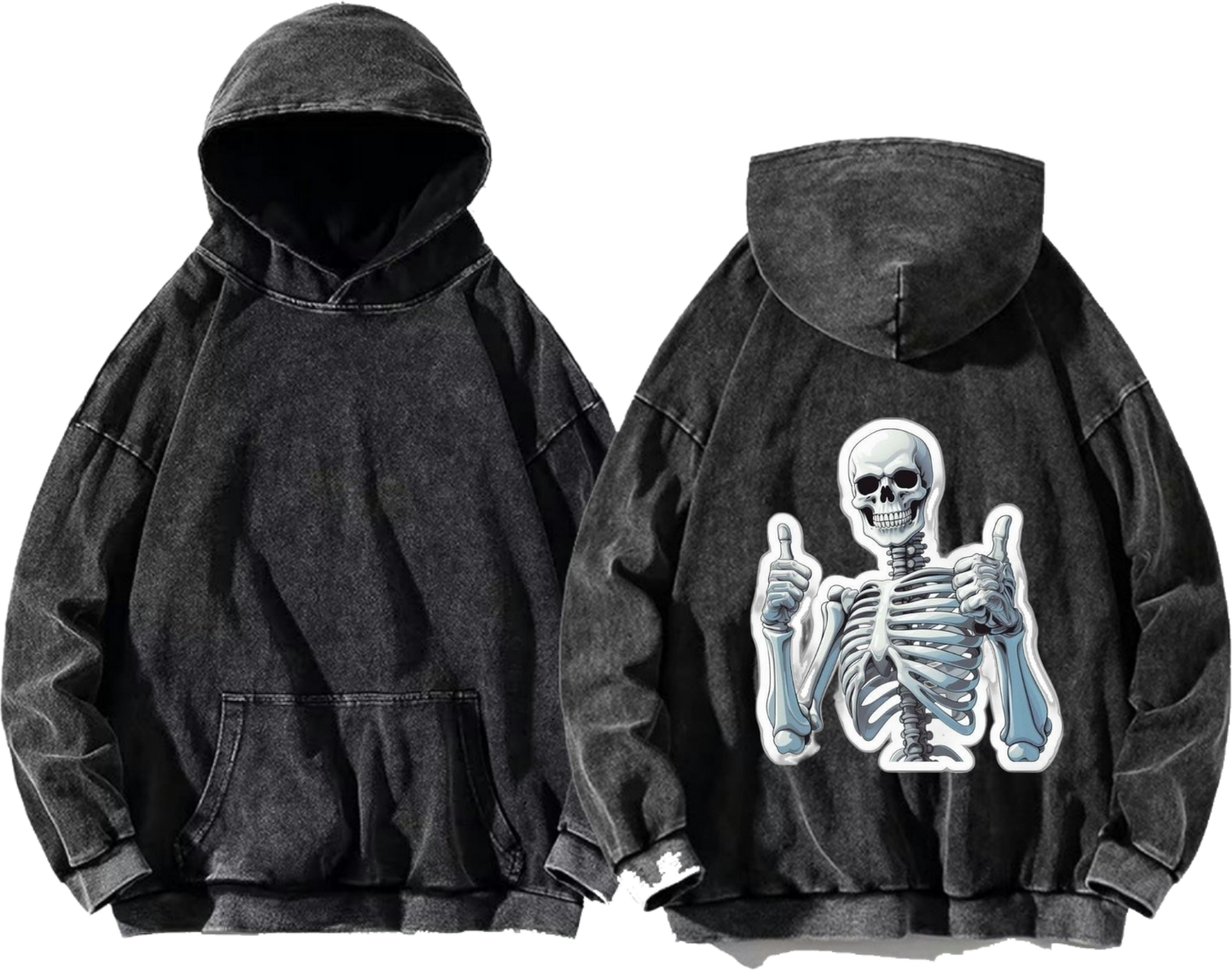 skeleton One Size hoodie Washed Back 32