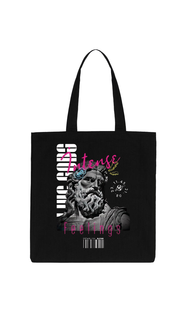Intense Feelings Back text tote bag Black 29