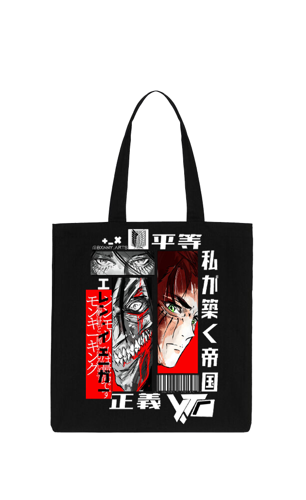 Anime Attack on titan shingeki no kyojin Aot Black tote bag 31