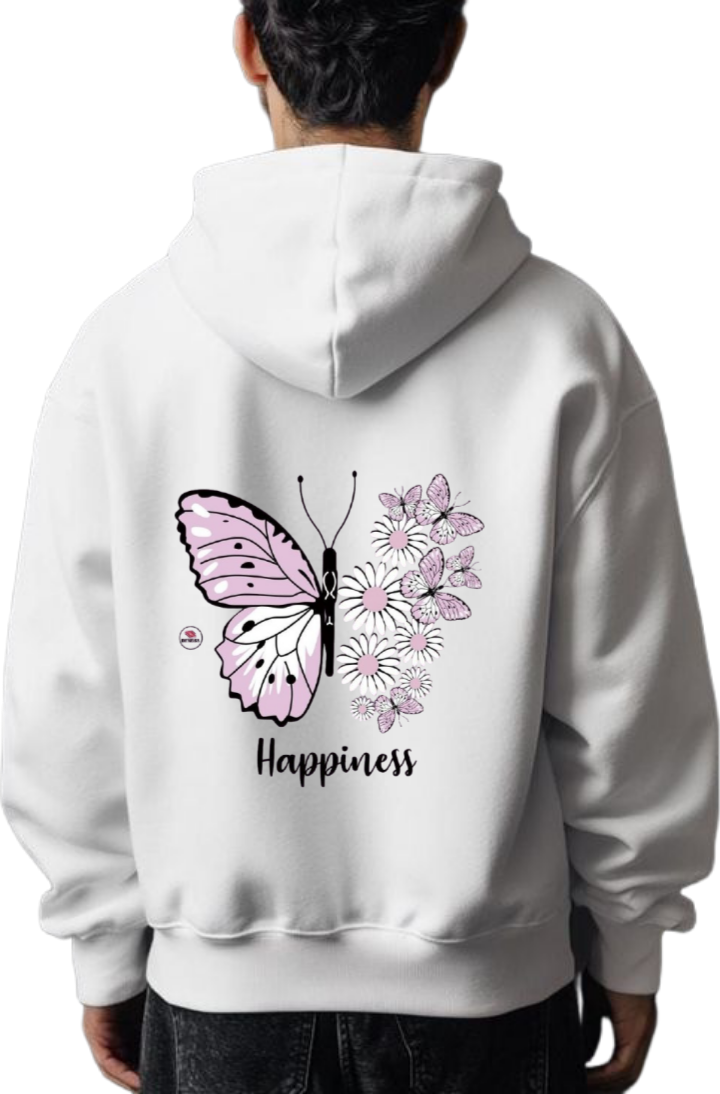 butterflies Oversize Hoodie White Back 32