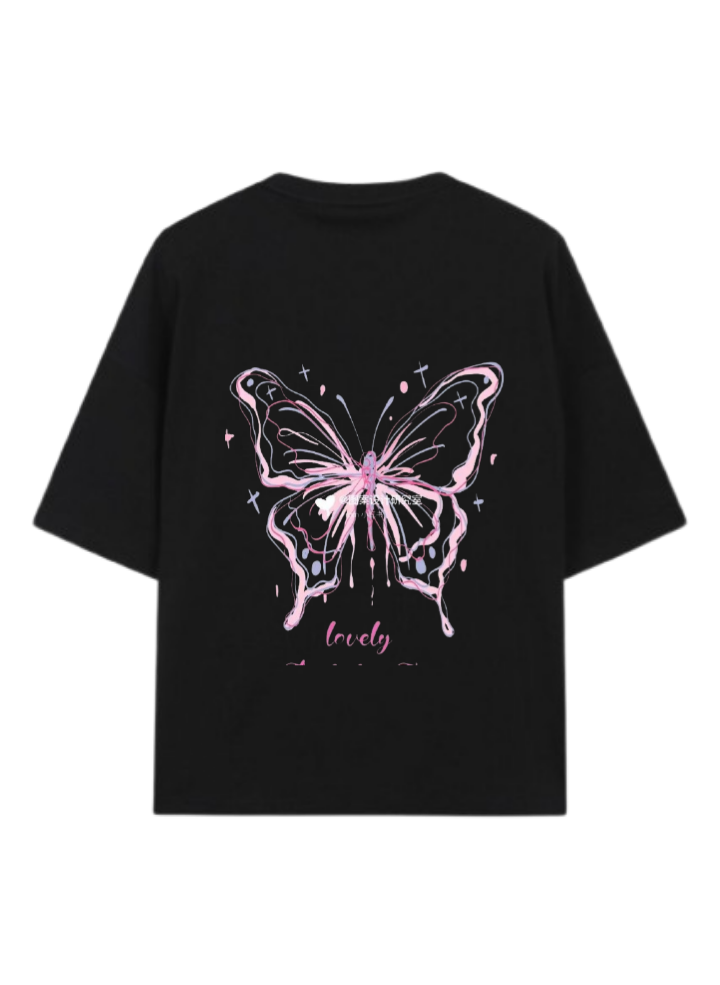 butterflies t- shirt Black Back 32
