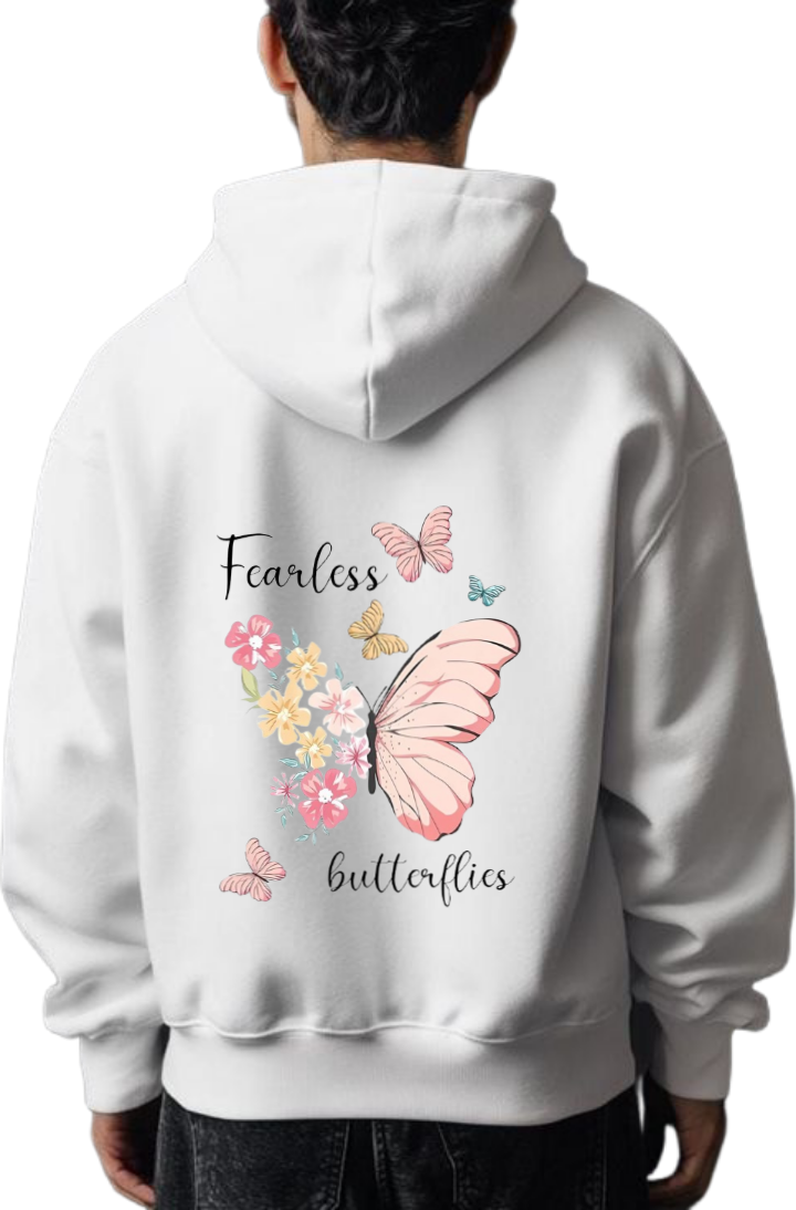 butterflies Oversize Hoodie White Back 33