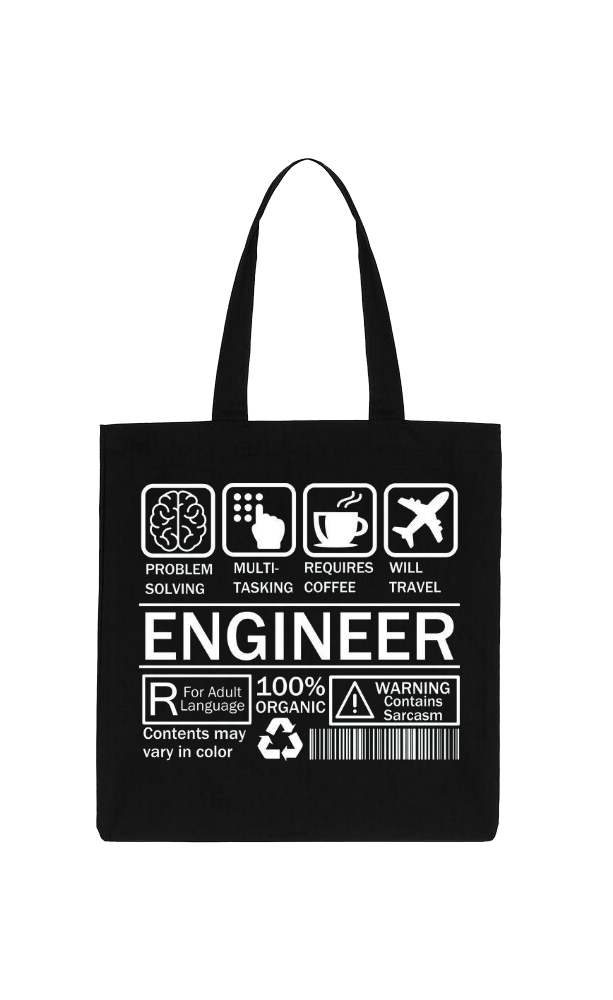 ENGINEER Back text tote bag Black 30