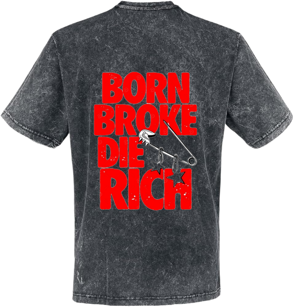 BORN BROKE DJE RICH t- shirt One Size Washed Back 33