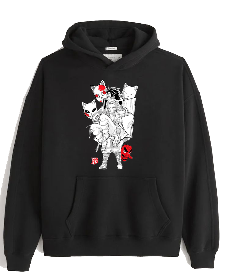 Anime Demon slayer nezuko tanjiro Oversize Hoodie Black 33