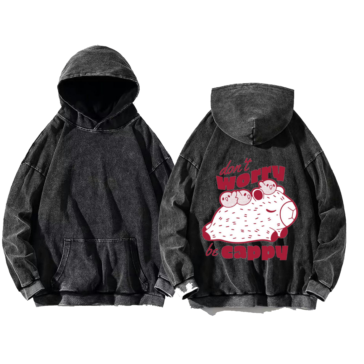 Don't Worry, Be Cappy One Size hoodie Washed Back 33