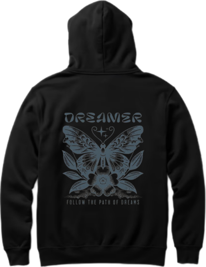 butterflies Oversize Hoodie Black Back 33