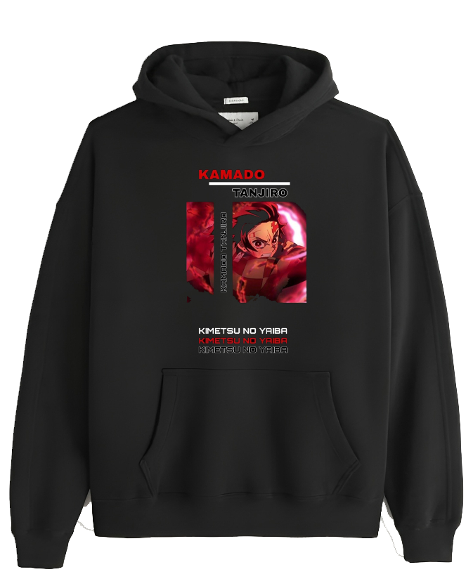 Anime Demon slayer nezuko tanjiro Oversize Hoodie Black 86