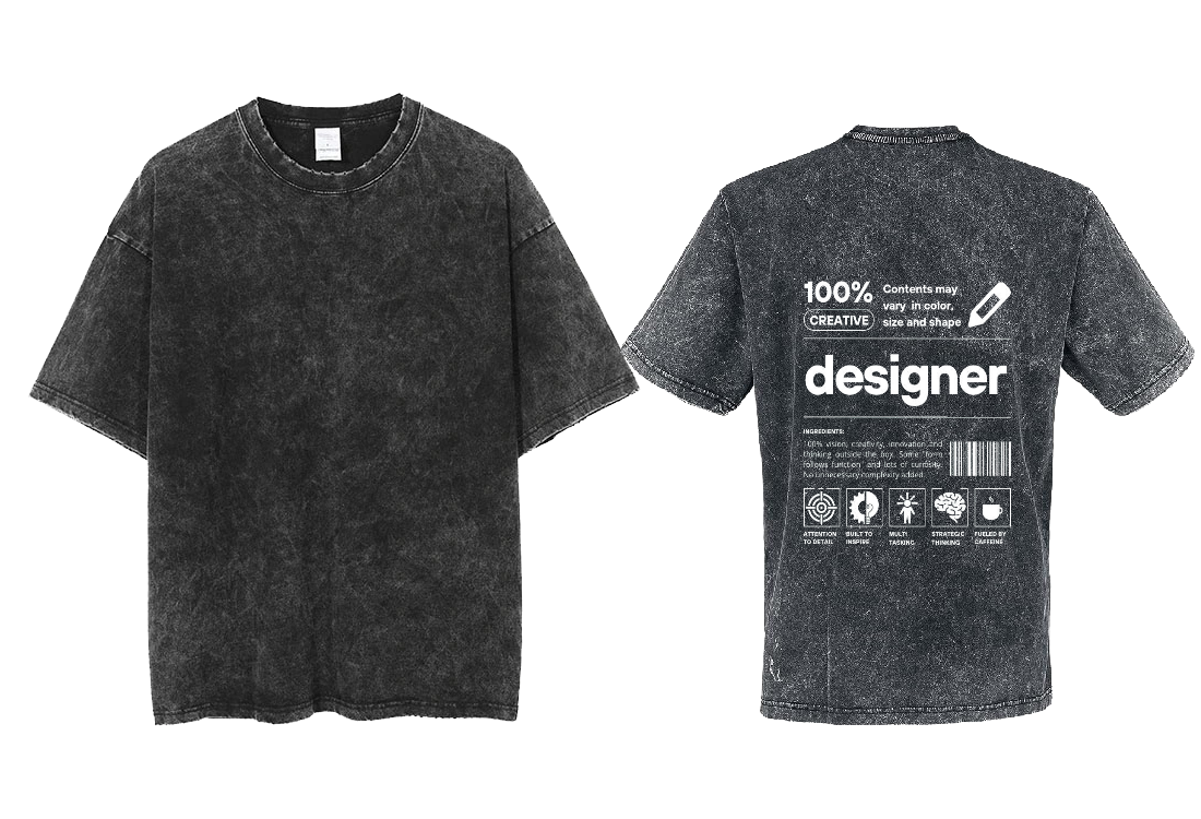 designer Back text One Size t- shirt Washed Back 34