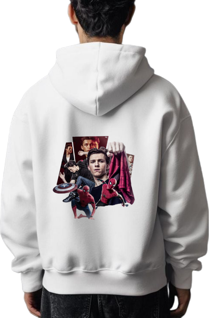 Spiderman One Size hoodie White Back 34