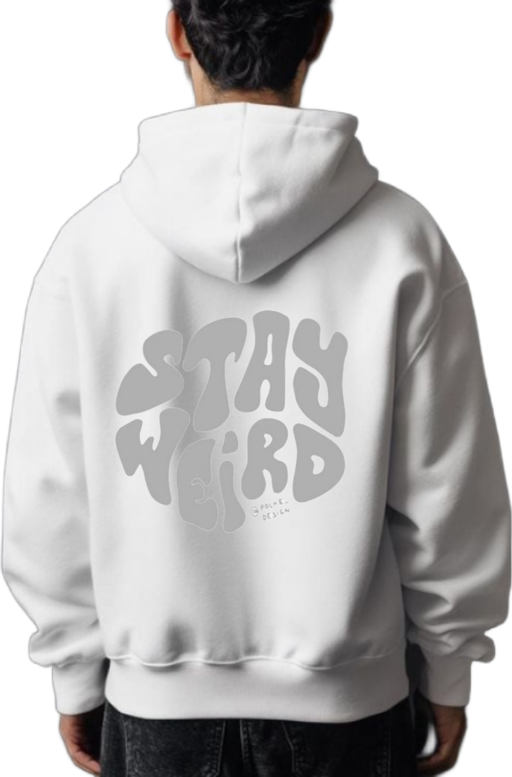 Stay Weird One Size hoodie White Back 34