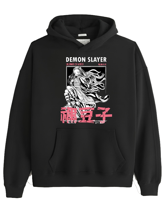 Anime Demon slayer nezuko tanjiro Oversize Hoodie Black 87