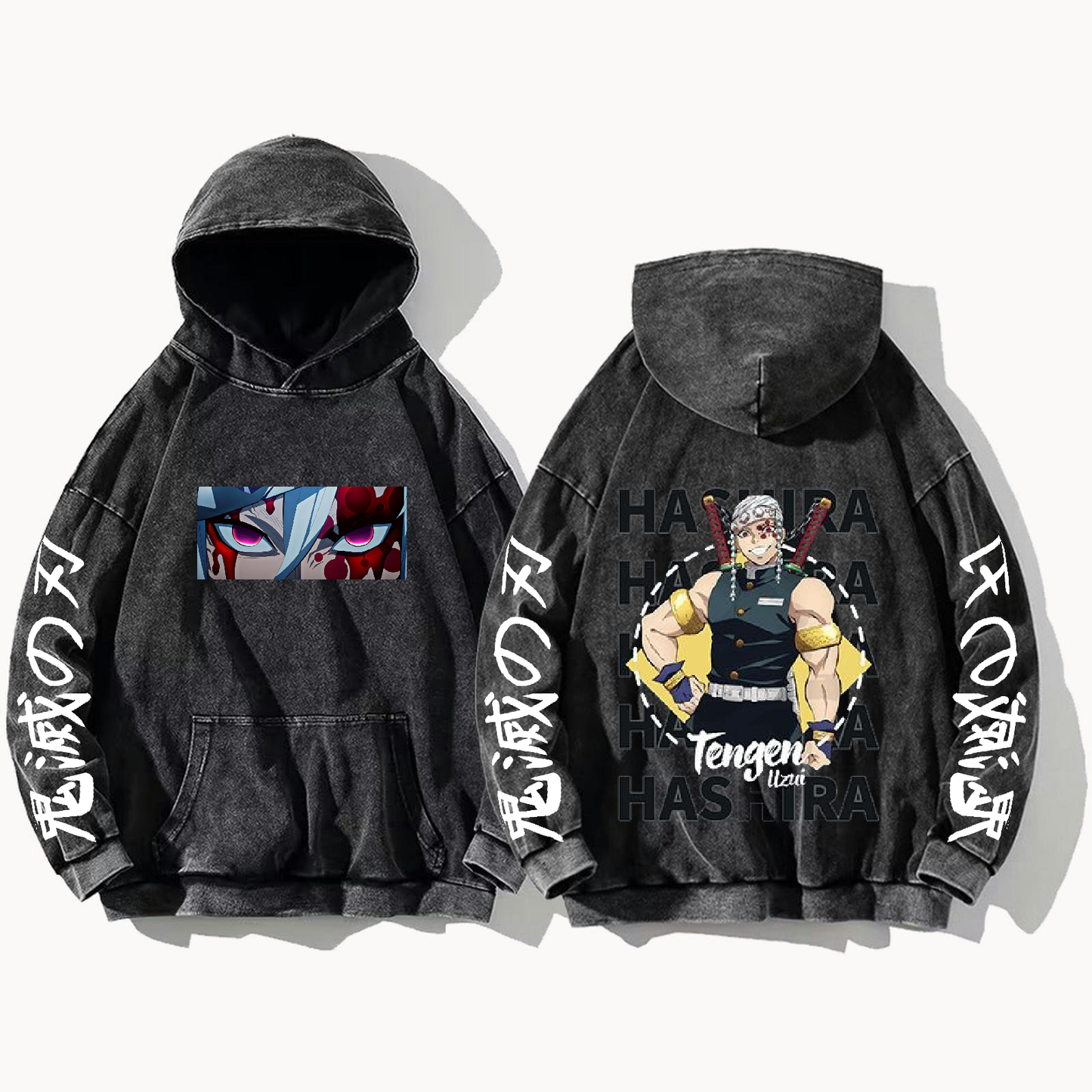 Anime Demon slayer nezuko tanjiro Oversize Hoodie Washed gray 34