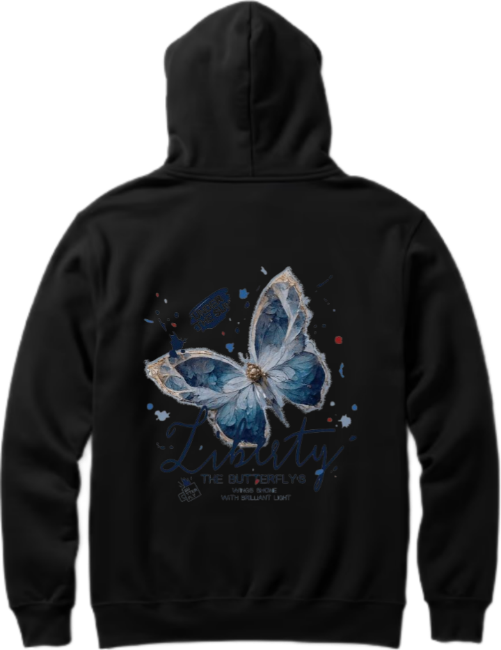 butterflies Oversize Hoodie Black Back 34