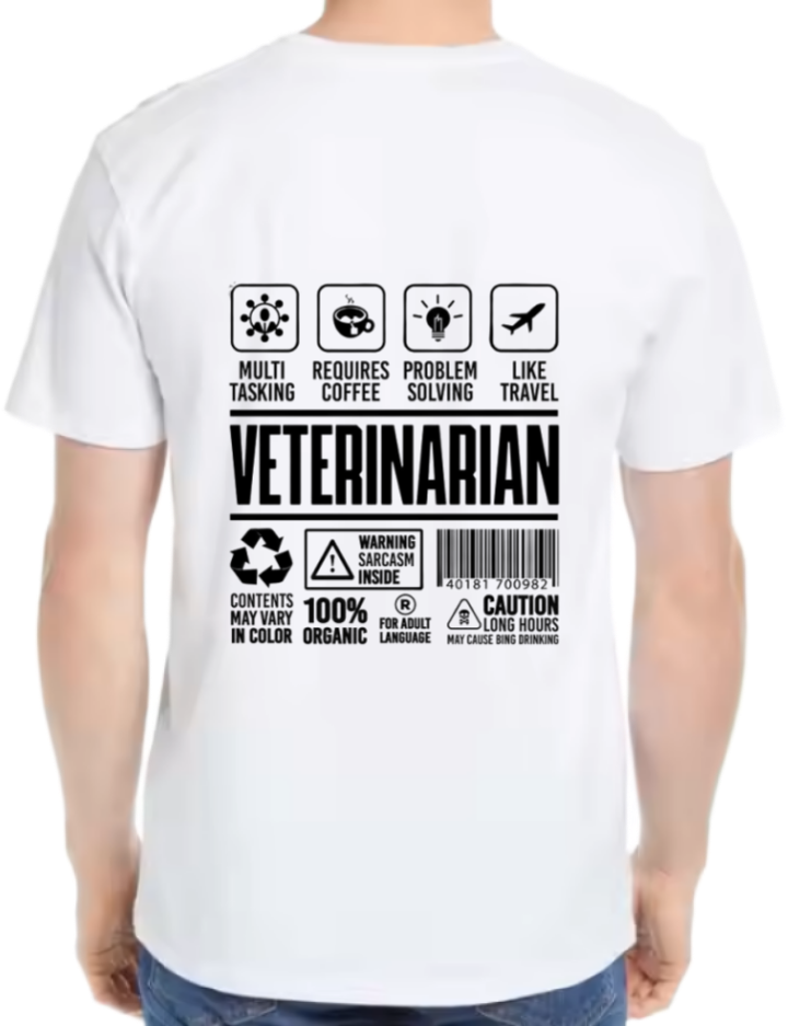 VETERINARIAN Back text One Size t- shirt White Back 35