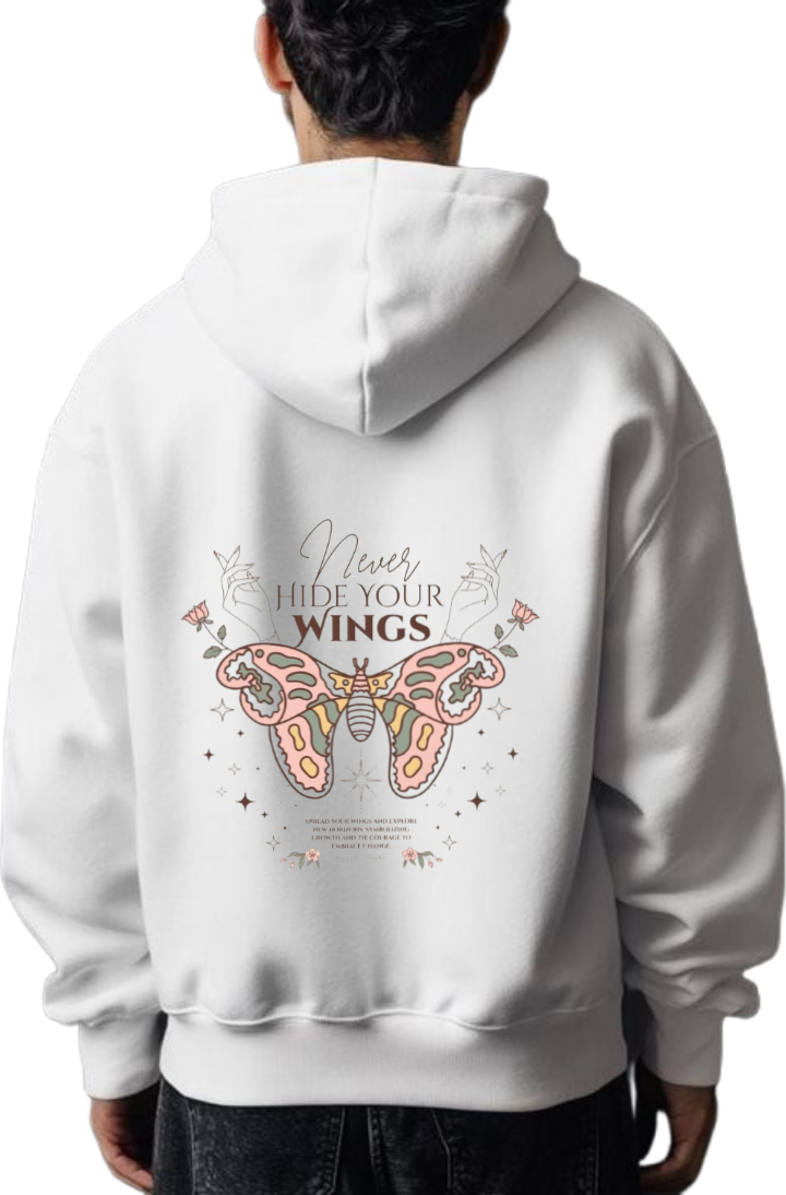 butterflies Oversize Hoodie White Back 35
