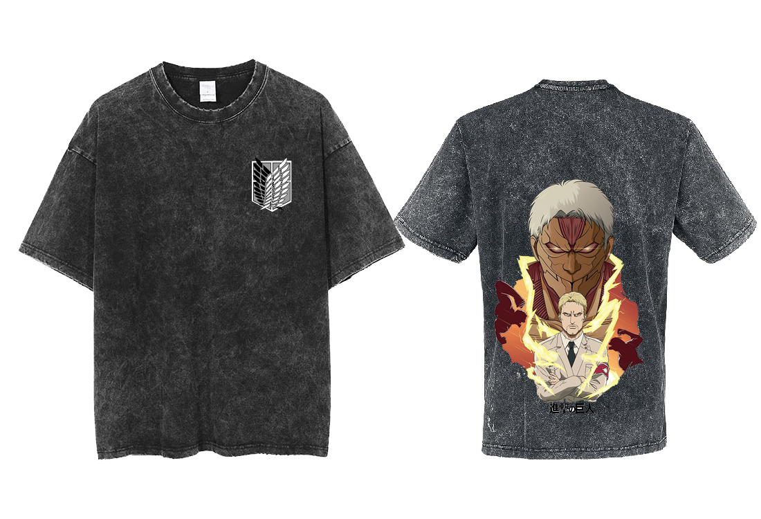 Anime Attack on titan shingeki no kyojin eren levi mikasa Aot Oversize t- shirt Washd acid back 35