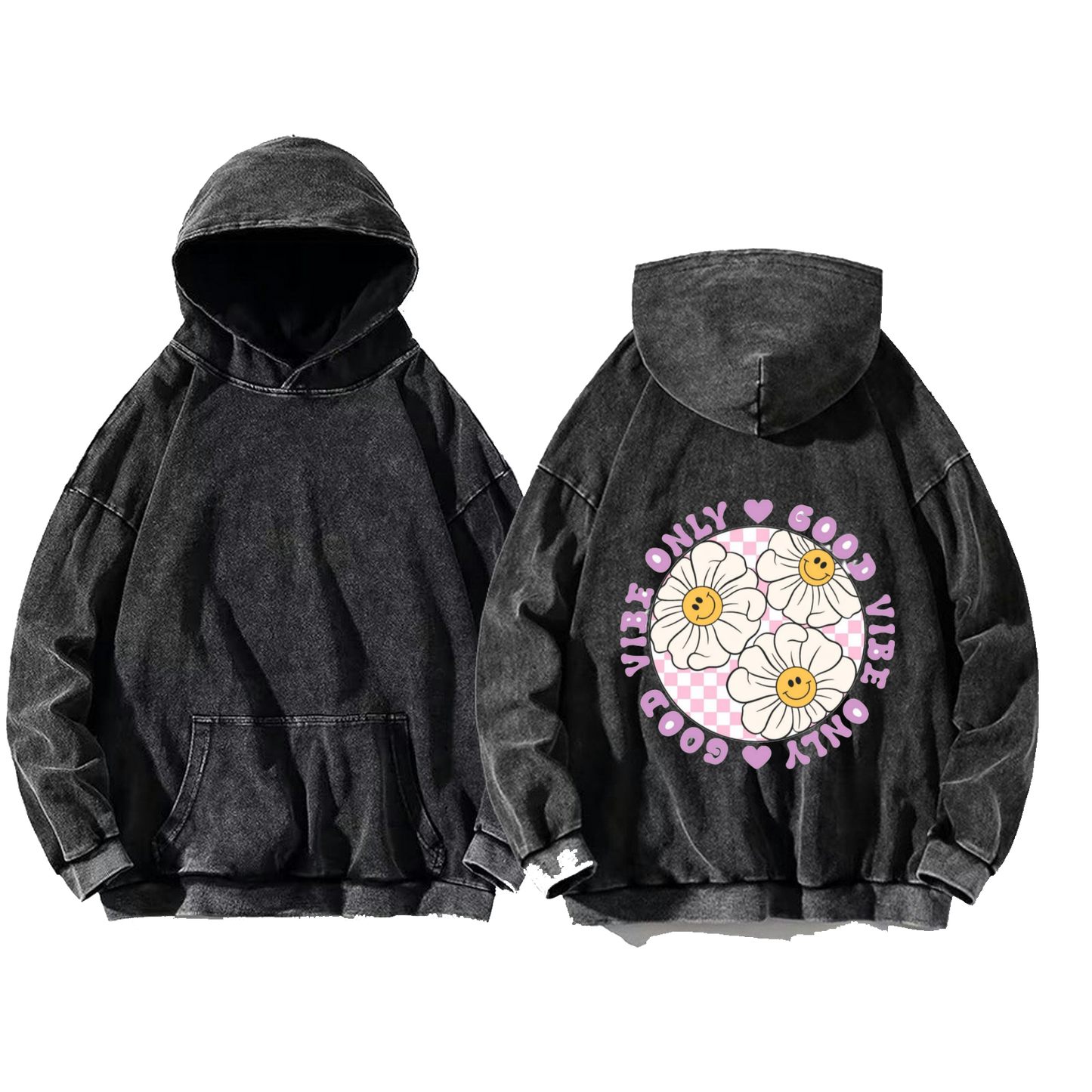 Good Vibe Only One Size hoodie Washed Back 35