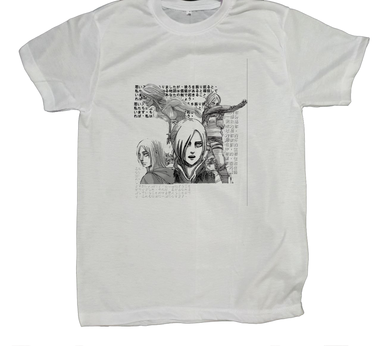 Anime Attack on titan shingeki no kyojin eren levi mikasa Aot white fit t- shirt 35