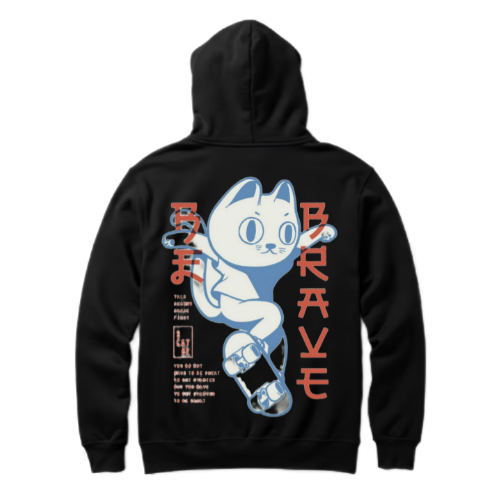 Skater Cat One Size hoodie Black Back 35
