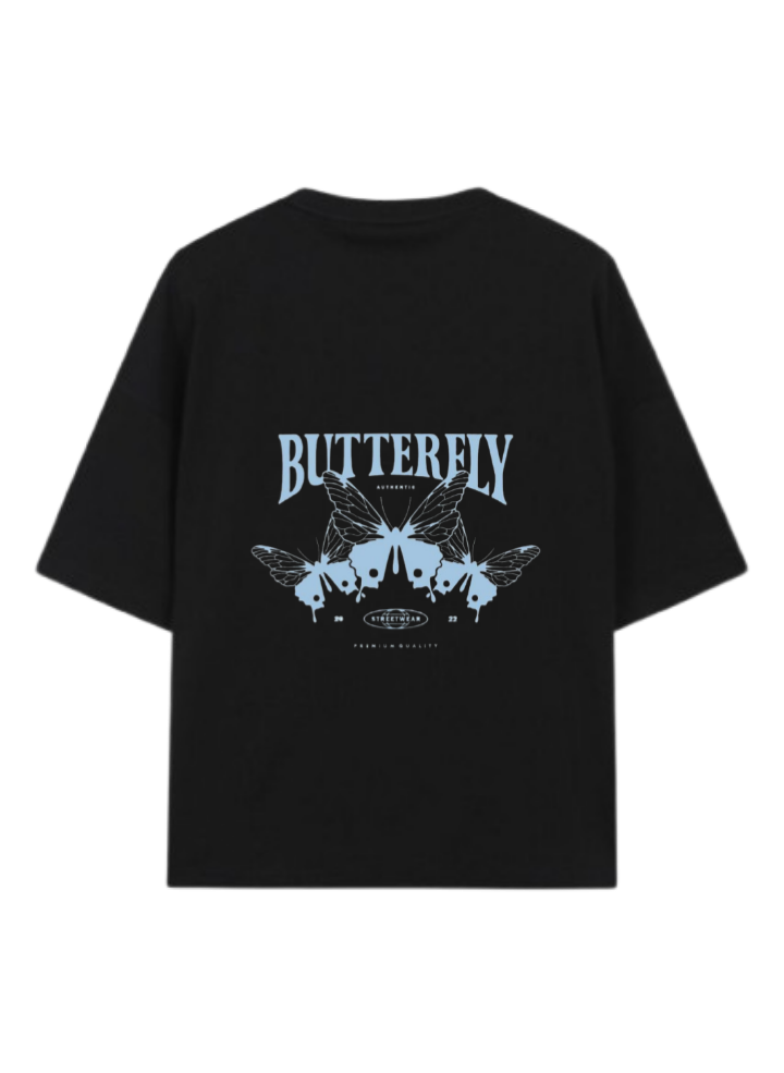 butterflies t- shirt Black Back 36