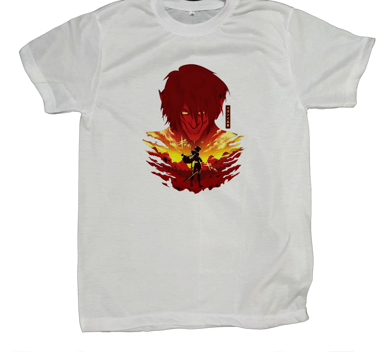 Anime Attack on titan shingeki no kyojin eren levi mikasa Aot white fit t- shirt 36