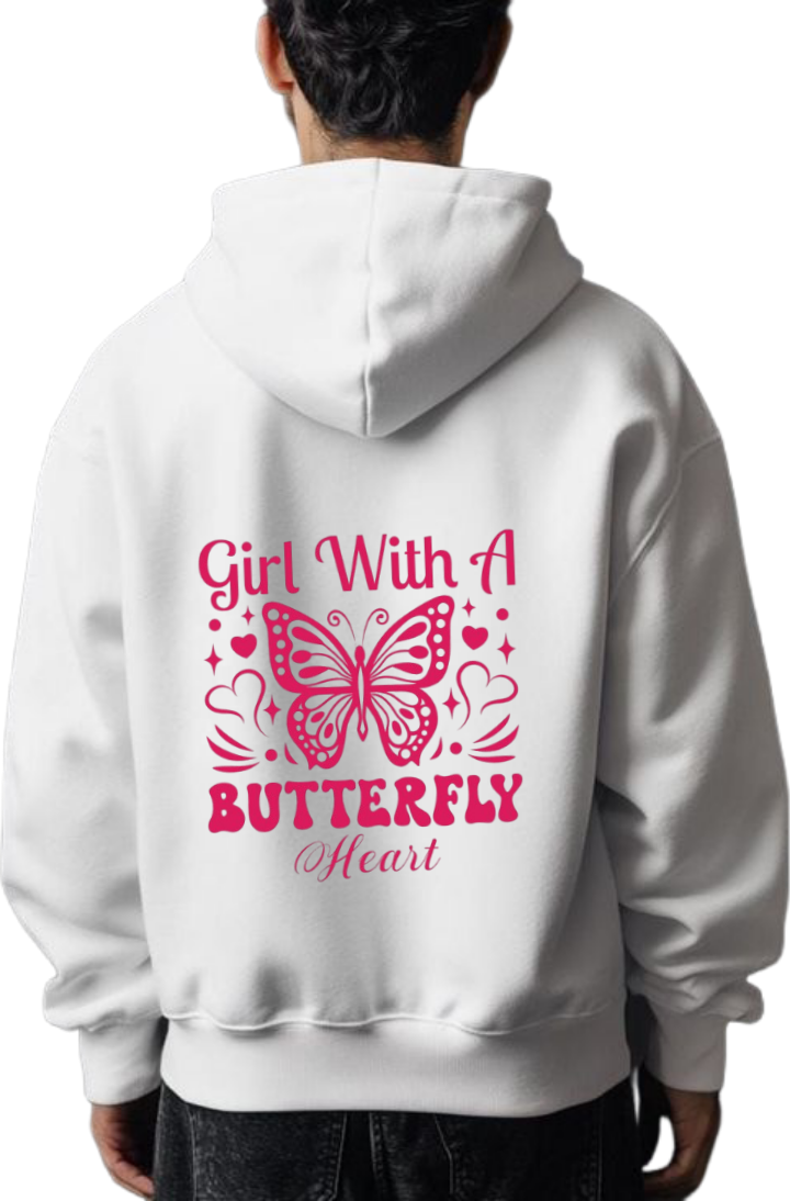 butterflies Oversize Hoodie White Back 36
