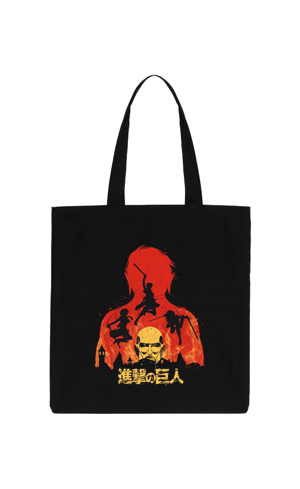 Anime Attack on titan shingeki no kyojin Aot Black tote bag 37