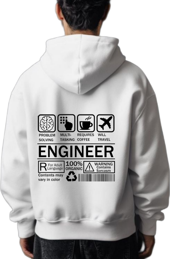 ENGINEER Back text oversize hoodie White back 37