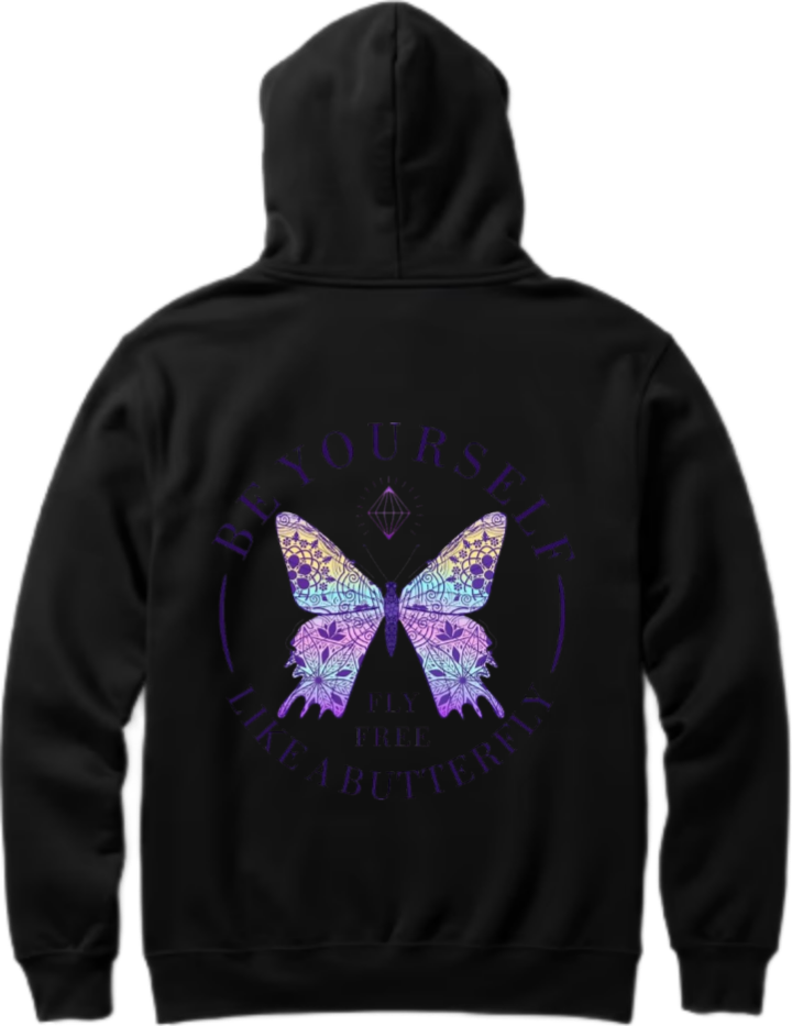 butterflies Oversize Hoodie Black Back 38