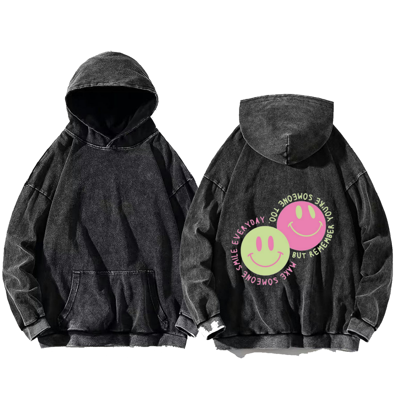 Happy Life One Size hoodie Washed Back 38