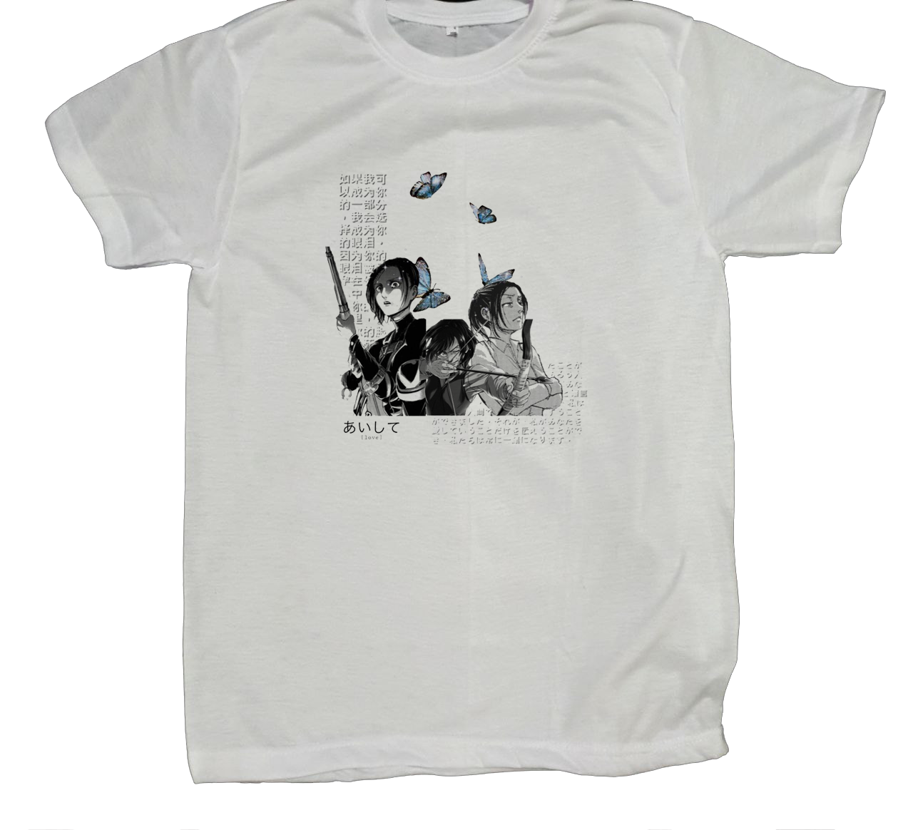 Anime Attack on titan shingeki no kyojin eren levi mikasa Aot white fit t- shirt 38