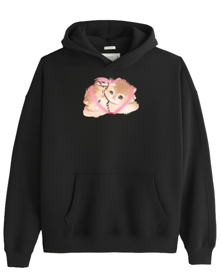 cat Oversize Hoodie Black 38